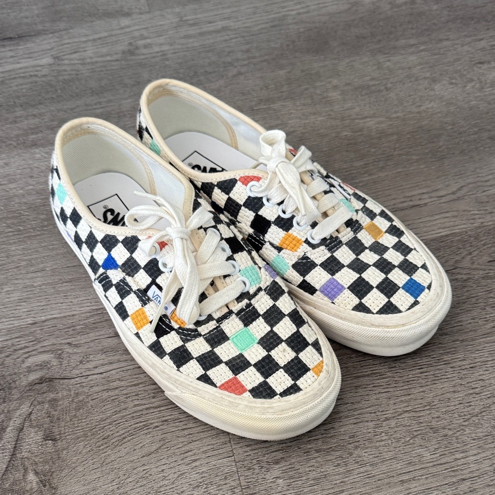 Vans Checkerboard Low Top Sneakers with Multicolor Squares